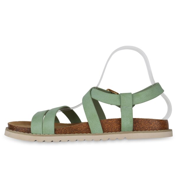 Stiefelparadies Damen Übergrößen Riemchensandalen in Hellgrün