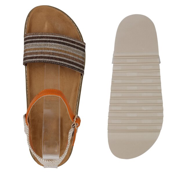 Stiefelparadies Damen Übergrößen Riemchensandalen In Orange