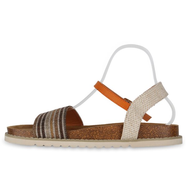 Stiefelparadies Damen Übergrößen Riemchensandalen in Orange