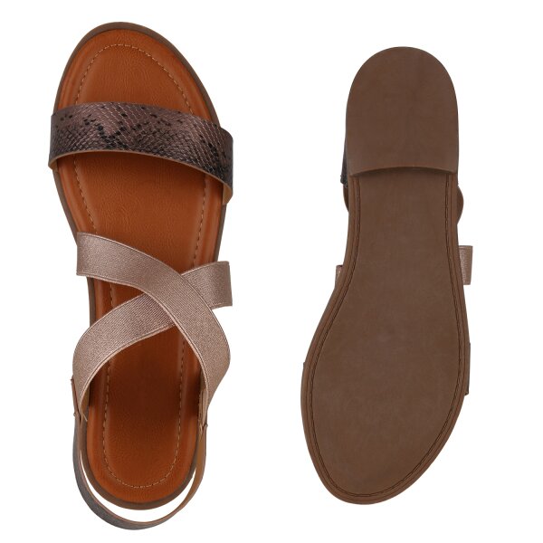 Stiefelparadies Damen Übergrößen Riemchensandalen In Rose Gold