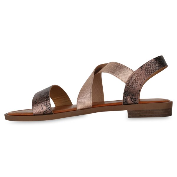 Stiefelparadies Damen Übergrößen Riemchensandalen in Rose Gold