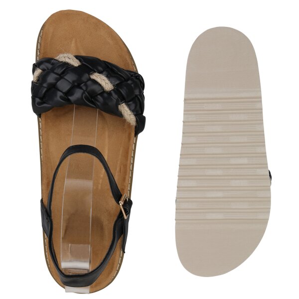 Stiefelparadies Damen Übergrößen Riemchensandalen In Schwarz