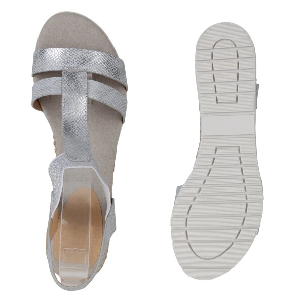 Stiefelparadies Damen Übergrößen Riemchensandaletten In Silber