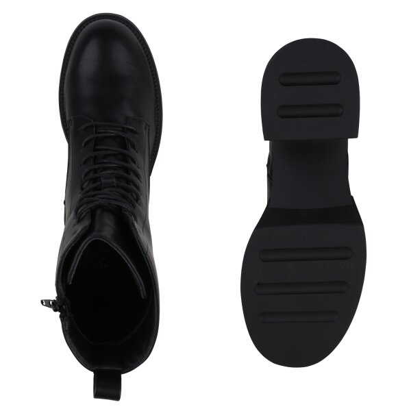 Stiefelparadies Damen Übergrößen Schnürstiefeletten In Schwarz