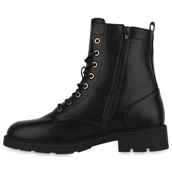 Stiefelparadies Damen Übergrößen Schnürstiefeletten in Schwarz