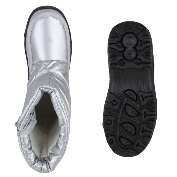 Stiefelparadies Damen Winter Schuhe In Schwarz Silber
