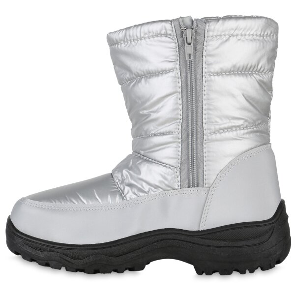 Stiefelparadies Damen Winter Schuhe in Schwarz Silber