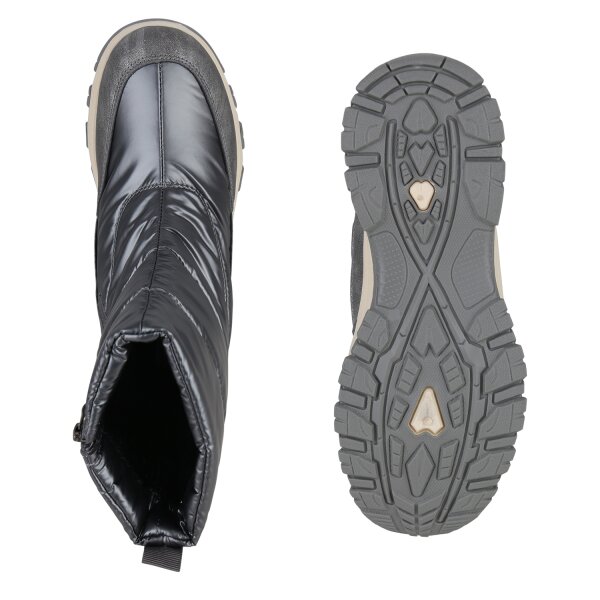 Stiefelparadies Damen Winterstiefel In Grau Metallic