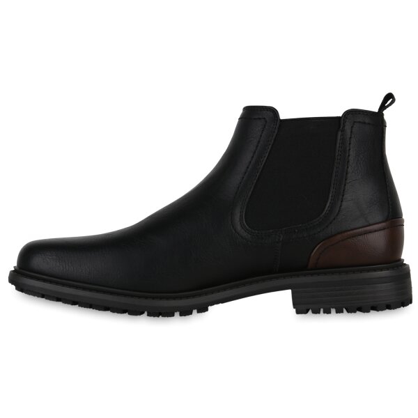 Stiefelparadies Herren Chelsea Boots in Schwarz Dunkelbraun
