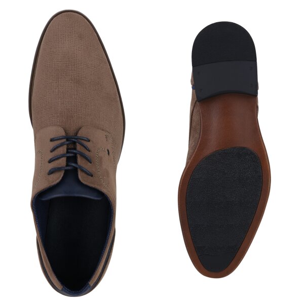 Stiefelparadies Herren Klassische Schnürer In Dunkelblau Hellbraun