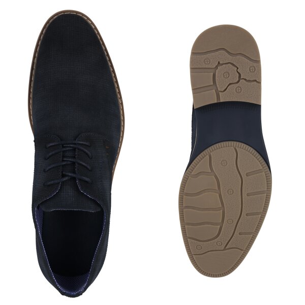 Stiefelparadies Herren Klassische Schnürer In Dunkelblau PU