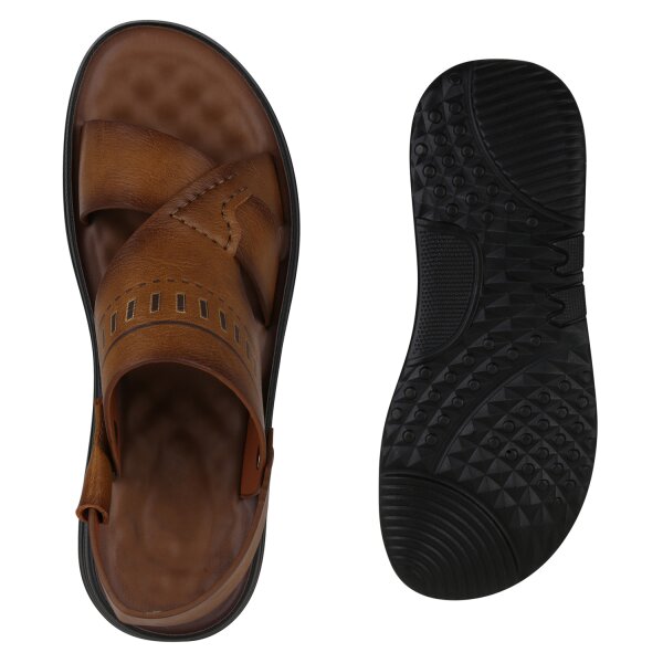 Stiefelparadies Herren Komfort Sandalen In Hellbraun