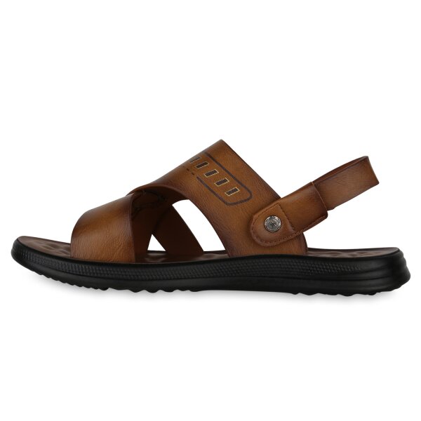 Stiefelparadies Herren Komfort Sandalen in Hellbraun