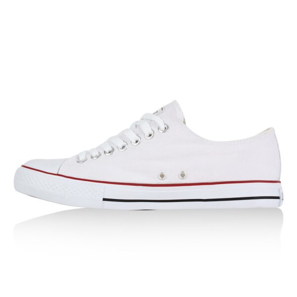 Stiefelparadies Herren Sneaker low in Weiss Rotstreifen Lucky