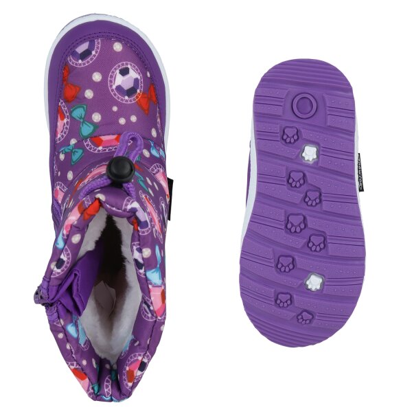 Stiefelparadies Kinder Winter Boots In Schwarz Lila Rot Muster