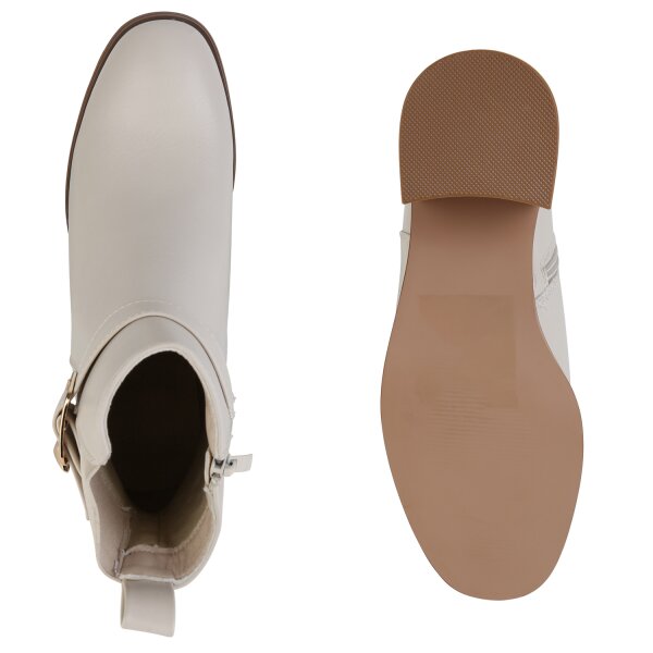 Stiefelparadies Damen Biker Boots In Beige