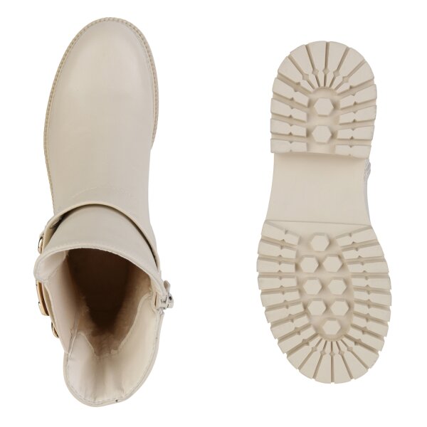 Stiefelparadies Damen Biker Boots In Beige