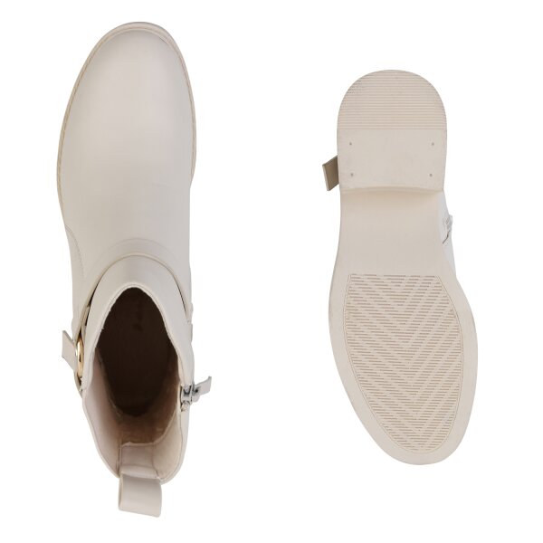 Stiefelparadies Damen Biker Boots In Beige