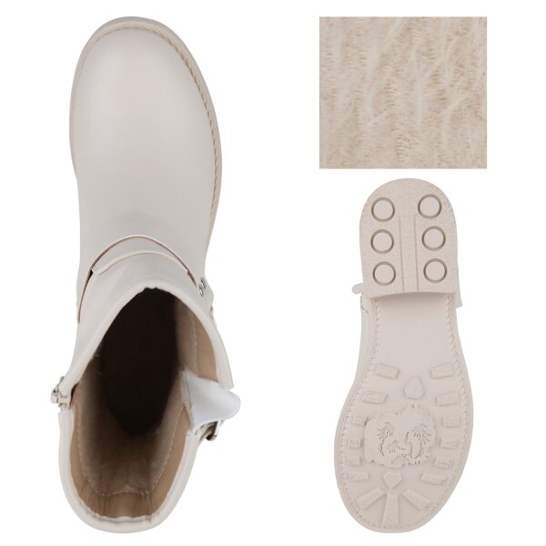 Stiefelparadies Damen Biker Boots In Beige