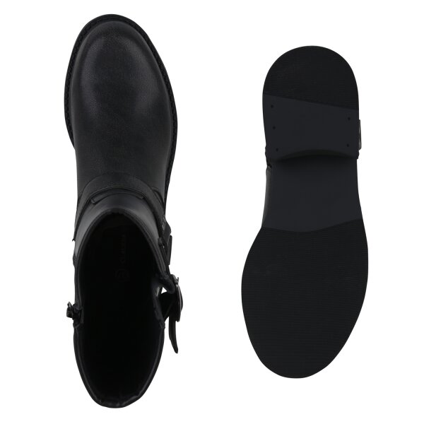 Stiefelparadies Damen Biker Boots In Dunkelgrau