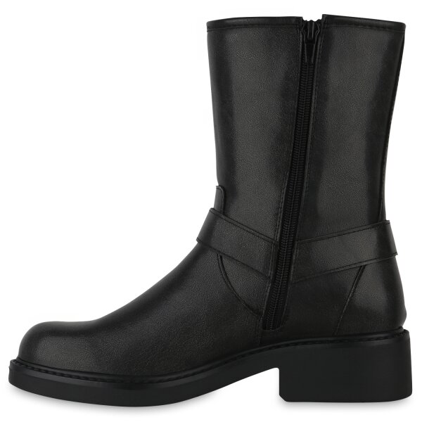 Stiefelparadies Damen Biker Boots in Dunkelgrau