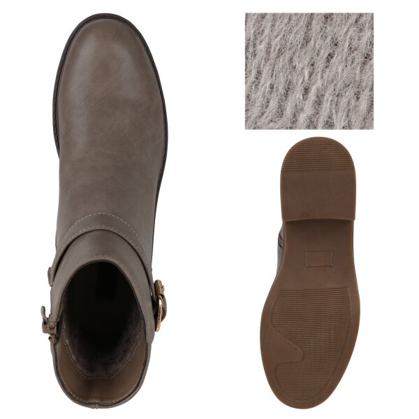 Stiefelparadies Damen Biker Boots In Khaki