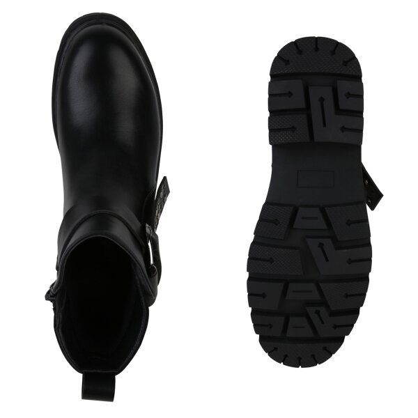 Stiefelparadies Damen Biker Boots In Schwarz