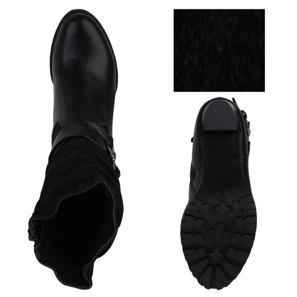 Stiefelparadies Damen Biker Boots In Schwarz