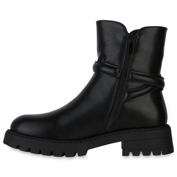 Stiefelparadies Damen Biker Boots in Schwarz