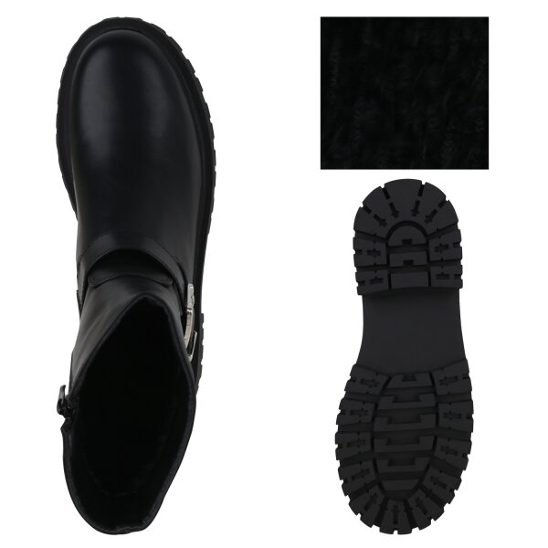 Stiefelparadies Damen Biker Boots In Schwarz