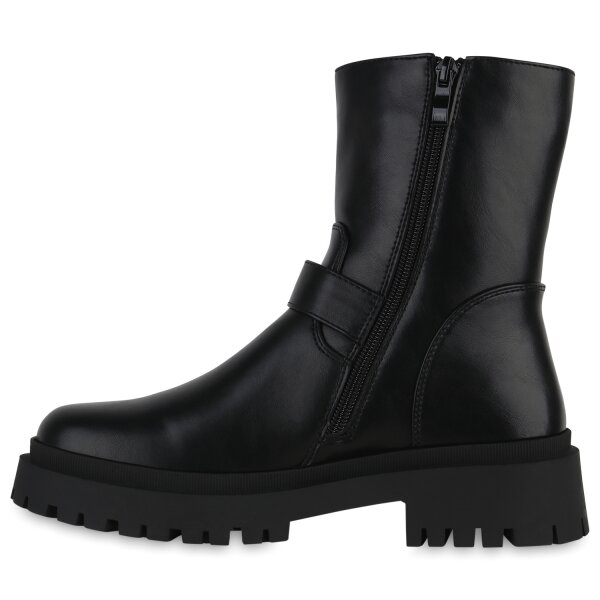 Stiefelparadies Damen Biker Boots in Schwarz