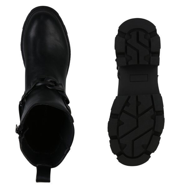 Stiefelparadies Damen Biker Boots In Schwarz