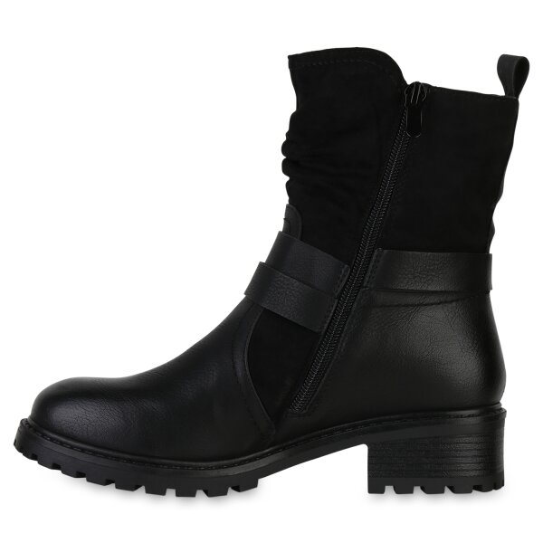 Stiefelparadies Damen Biker Boots in Schwarz
