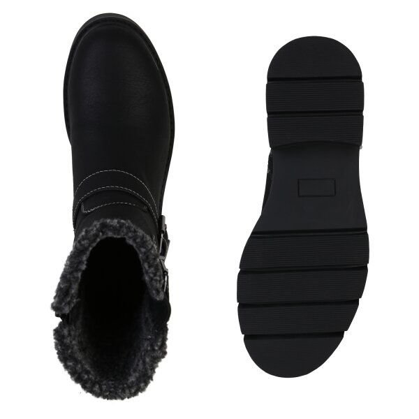 Stiefelparadies Damen Biker Boots In Schwarz