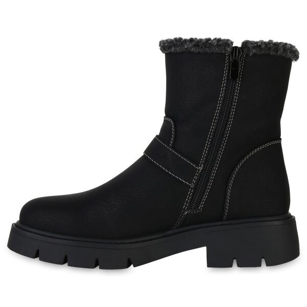 Stiefelparadies Damen Biker Boots in Schwarz