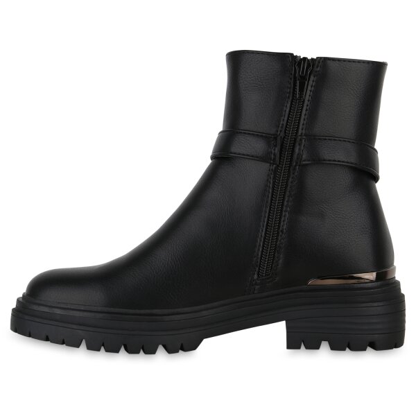 Stiefelparadies Damen Biker Boots in Schwarz