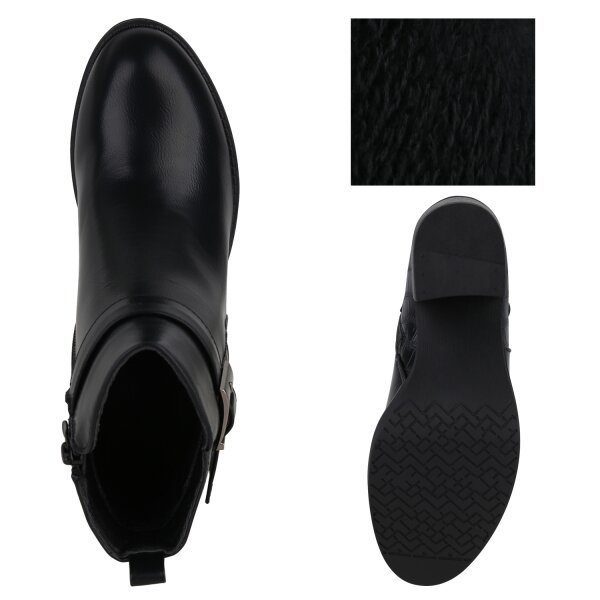 Stiefelparadies Damen Biker Boots In Schwarz Kroko