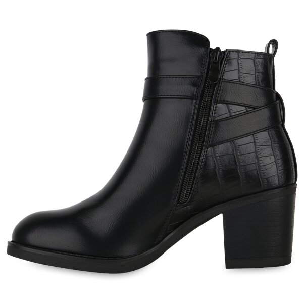 Stiefelparadies Damen Biker Boots in Schwarz Kroko