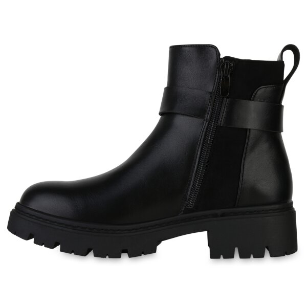 Stiefelparadies Damen Biker Boots in Schwarz