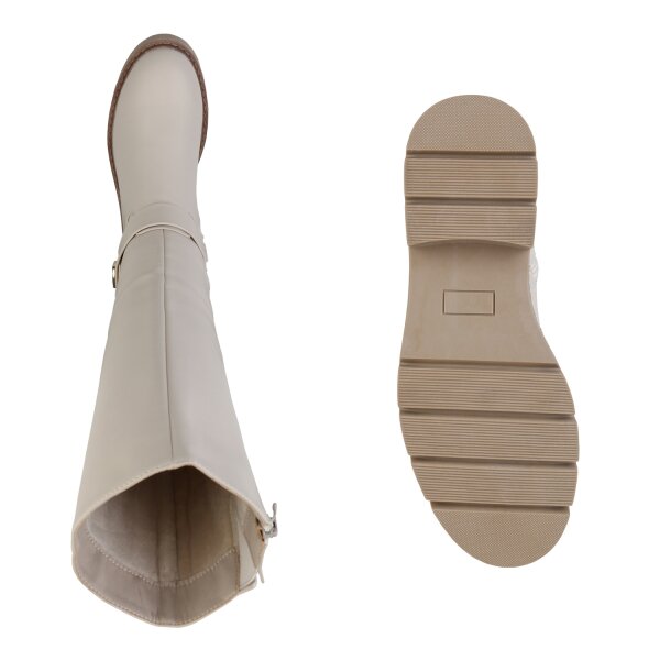 Stiefelparadies Damen Bikerstiefel In Beige