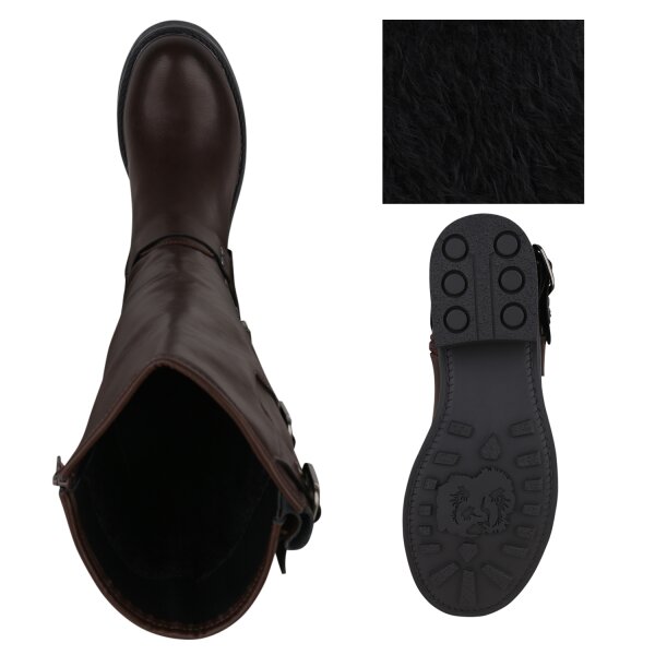 Stiefelparadies Damen Bikerstiefel In Braun
