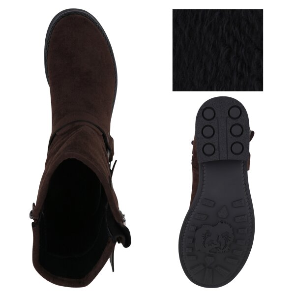 Stiefelparadies Damen Bikerstiefel In Braun