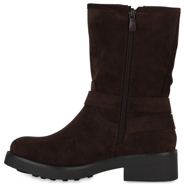 Stiefelparadies Damen Bikerstiefel in Braun