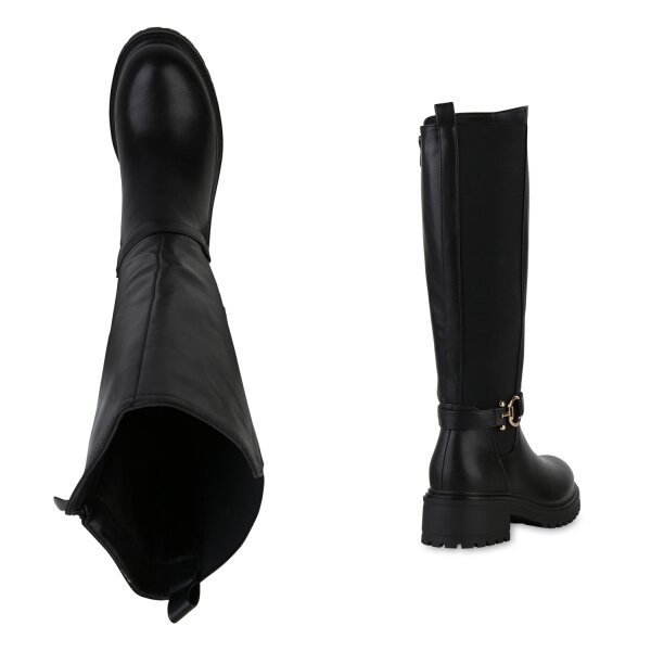 Stiefelparadies Damen Bikerstiefel In Schwarz