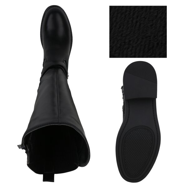 Stiefelparadies Damen Bikerstiefel In Schwarz