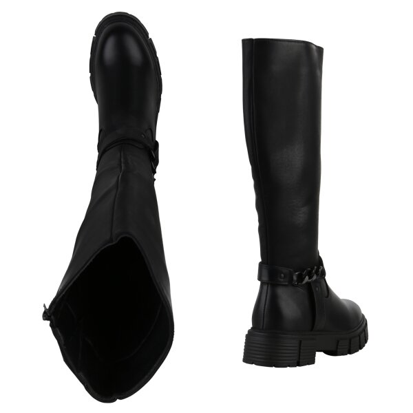 Stiefelparadies Damen Bikerstiefel In Schwarz