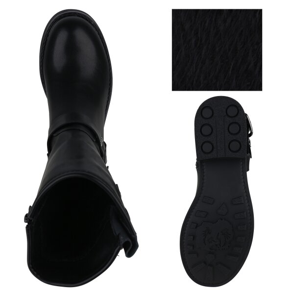 Stiefelparadies Damen Bikerstiefel In Schwarz