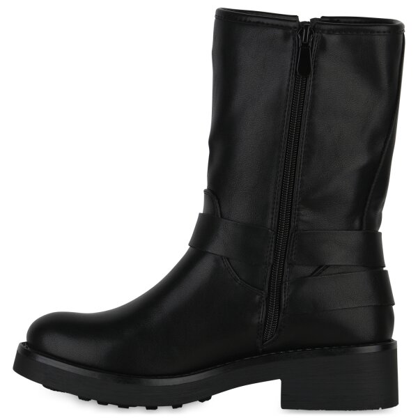 Stiefelparadies Damen Bikerstiefel in Schwarz