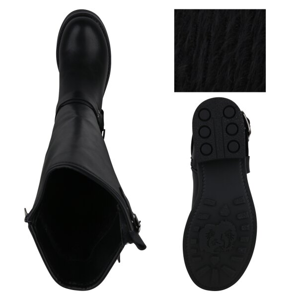 Stiefelparadies Damen Bikerstiefel In Schwarz