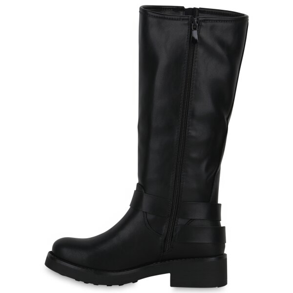 Stiefelparadies Damen Bikerstiefel in Schwarz